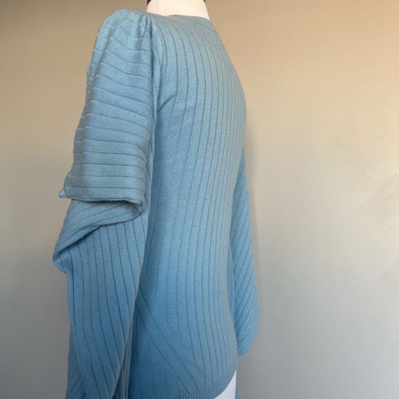 TED BAKER Bubless Extreme Puff Sleeve Knit Cocktail Blue Sweater Jumper Top - Picture 12 of 16